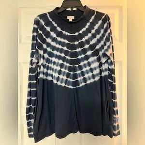 LOGO by Lori Goldstein Navy and White Tie-Dye Tunic